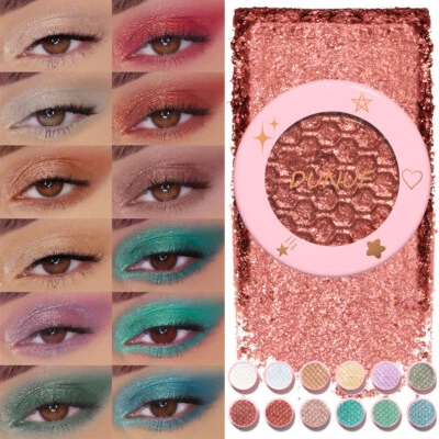 12 Color Shimmer Eyeshadow Glitter Powder Eyeshadow Cream Pearlescent Eye Shad ↖ - Image 1 of 4