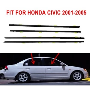 4x Window Moulding Trim Seal Belt Weather Strip For Honda Civic 2001-2005 Black - Picture 1 of 6