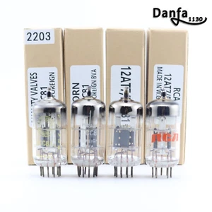 4 12AT7 ECC81 6201 CV4024 TUBES W.GERMANY QUALITY VALVES RCA HORN Ring Getter - Bild 1 von 6
