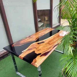 Acacia Wood Epoxy Resin Tabletop | Dining | Bartrop Tabletop | Live Edge Wooden - Picture 1 of 9