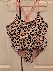 Justice Girls Size 14 Tankini Swimsuit Pink Leopard NWOT - Picture 1 of 7