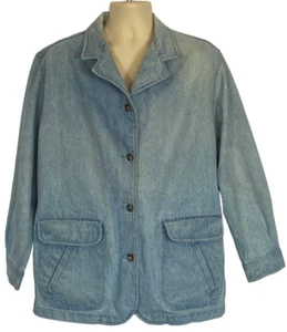 Vintage Lands End Women’s Denim Barn Chore Style Coat Size M 10-12 Made in USA - Picture 1 of 11