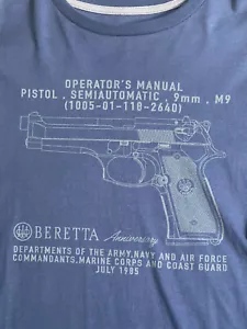 NWOT BERETTA Anniversary M9 Firearm Gun Logo Men's Navy T-Shirt Size XL - Picture 1 of 12