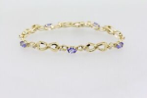 14k Yellow Gold Tanzanite Diamond Infinity Link Bracelet - 6.5"