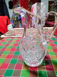 American Brillient Crystal Pitcher J. Hoare Eleanor Pinwheels & Stars Very Good - Picture 1 of 8