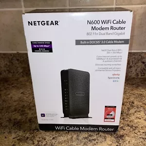 NETGEAR C3700 Gigabit N600 Dual Band WiFi DOCSIS 3.0 Cable Modem Wireless Router - Picture 1 of 7
