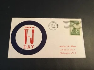 FDC 1945 #905 THIS IS V-J DAY WW II Patriotic Cachet With 3C IWO JIMA Stamp USA - Picture 1 of 2