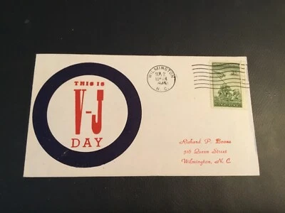 FDC 1945 #905 THIS IS V-J DAY WW II Patriotic Cachet With 3C IWO JIMA Stamp USA - Image 1 of 2