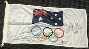 SALLY PEARSON HAND SIGNED OLYMPIC FLAG GOLD MEDALLIST Comes with CERTIFICATE - Picture 1 of 2