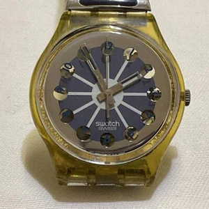 Funzionamento confermato 1992 modello Swatch segmenti blu testato F/S - Foto 1 di 7