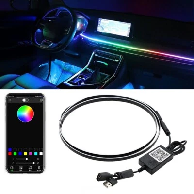 For Tesla Model 3 Y Center Console Dashboard RGB Neon LED Light Strip Control - Image 1 of 4