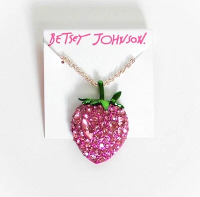 Betsey Johnson Rose Gold-Tone Crystal Strawberry Pendant Necklace - Image 1 of 4
