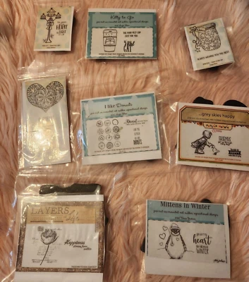 8 Nuevos conjuntos de estampillas de unidad Itty Bitty deseos de invierno corazón de gato RS-1 Foto 1 de 4