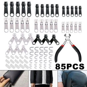 85pcs Fix Zipper Replacement Metal Quickly Instant Repair Kit Zip Slider Tools - Picture 1 of 11