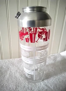 Vintage 1930's Glass Cocktail Shaker With 12 Recipes - Picture 1 of 14