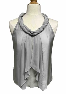 Banana Republic Heritage Petite XS 100% Silk Gray Top Blouse - Picture 1 of 11