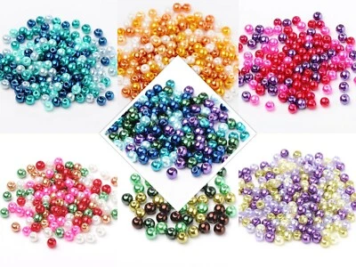 Perlen Mix Glasperlen 4/6/8 mm rund Farbwahl bunt mehrfarbig Schmuck DIY basteln - Bild 1 von 4