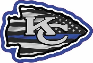 Chiefs Blue Line Inspired Full Size Football Helmet Decals - Picture 1 of 3