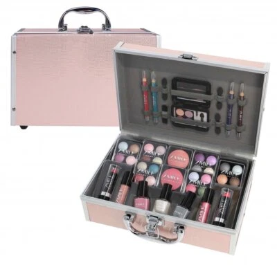 Schminkkoffer Zmile Cosmetic Set Profi Qualität 42tlg Alukoffer Beauty Case rosa - Bild 1 von 2