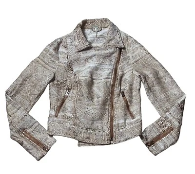 Chaqueta de Moto Free People Marrón Desgastada Bolsillos con Cremallera y Manga Dobladillo Mujer Talla 2 Foto 1 de 4