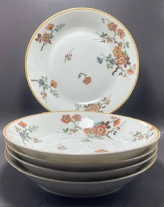 Set of 5 Vintage Haviland Limoges France Normandy Porcelain Floral Bowls Orange - Picture 1 of 7