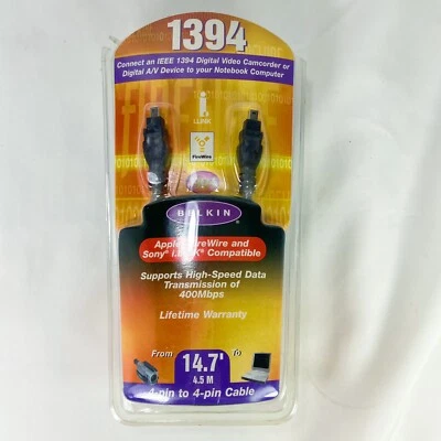 4 Pin to 4 Pin - Belkin 14.7 feet FireWire High Speed Cable 1394 F3N402-014-ICE - Image 1 of 4