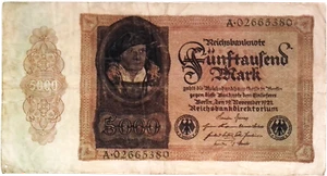 1922 Germany Weimar Republic 5000 Mark Banknote - Picture 1 of 2