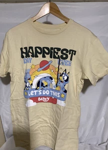 Bluey Happiest Day Ever Short Sleeve Graphic T-Shirt Tan Adult XL - Picture 1 of 2