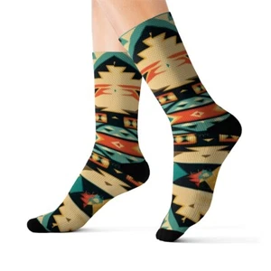 All Over Print Adult Socks Southwestern Navajo Pattern Aztec Native American - Picture 1 of 9