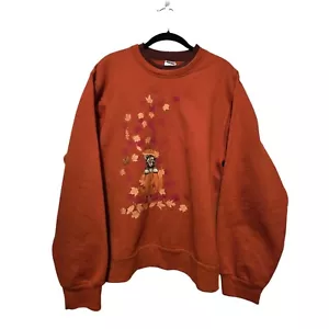 Vintage Jerzees Fall Cat Sweatshirt SM Rust Cottagecore Granny Pumpkin 90's Y2K - Picture 1 of 10