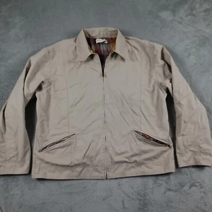 Vintage J Crew Jacket Mens Large Brown Bomber Flannel Workwear Preppy - Picture 1 of 8