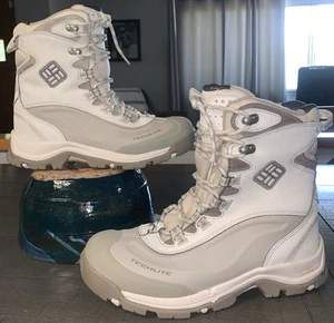 WOMENS SZ 10 COLUMBIA WHITE WATERPROOF SNOW SKI BOOTS BL-3876 BUGABOOT OMNI - Picture 1 of 24