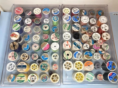 88 Spools Sewing Thread in 2 Clear Organizer Boxes Cases - Image 1 of 4