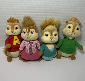 TY BeanieBabies Plush 2010 Chipmunks Alvin, Theodore, Brittany, Eleanor Lot of 4 - Picture 1 of 3