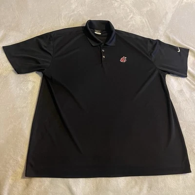 Camisa WSU Cougars Hombres 2XL Negra Nike Golf Dri-Fit Polo Bordado Logo de la NCAA Foto 1 de 4
