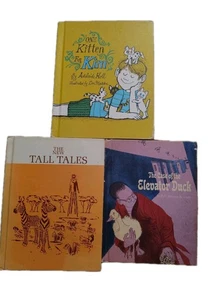 Vintage 60s 70s Hardcover Kids Books One Kitten For Kim Elevator Duck Tall Tales - Picture 1 of 24