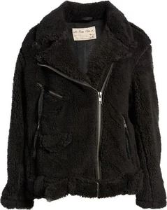 Chaqueta de Moto Free People So Cozy Slouchy Talla Mediana Color Negra - Imagen 1 de 4