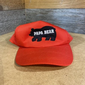 Papa Bear Hat Cap Snap Back Red Embroidered Patch Novelty Mens Dan Dee Dad Gift - Picture 1 of 4