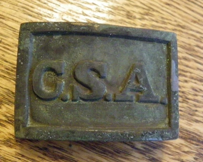 GUERRA CIVIL CONFEDERADO CSA HEBILLA DE CINTURÓN RECTANGULAR Foto 1 de 4
