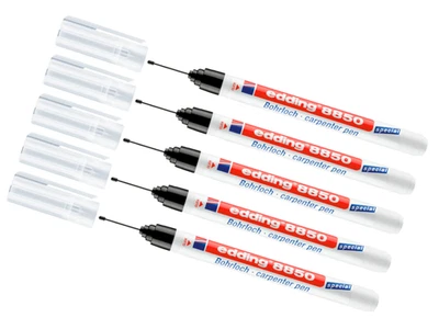 5 x Edding 8850 Bohrlochmarker Tieflochmarker Carpenter pen 1 mm schwarz - Bild 1 von 4