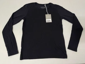 Nuevo con etiquetas Everlane The Pima Algodón Ajustado Manga Larga Crew en Negro Talla Pequeña - Imagen 1 de 6