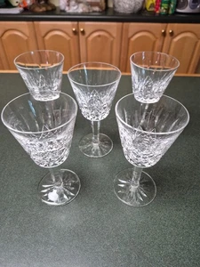 Vintage Set of 5 WATERFORD CRYSTAL Lismore 5-7/8" Claret Wine Glasses IRELAND - Picture 1 of 4