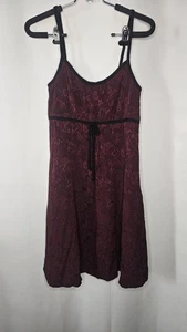 Vtg All That Jazz Dress Sleeveless Maroon A-Line Dress 80s 90s Whimsigoth Size 5 - Picture 1 of 9