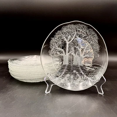 Juego de platos de ensalada de vidrio Studio Nova Sun Valley 7,75"/8 árboles flores en relieve Foto 1 de 4