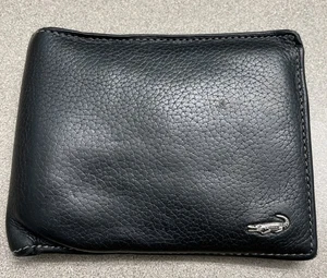 Portafoglio uomo bifold in pelle nera marca coccodrillo con scomparto cerniera slot ID - Foto 1 di 8