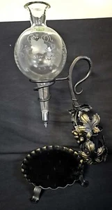 Vintage Hanging Wine Decanter Dispenser Vitra Ges Gesch Wrought Iron Stand Italy - Picture 1 of 12