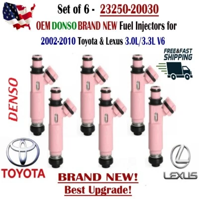 NUEVO x6 DENSO OEM Mejor actualización Inyectores de combustible para Toyota y Lexus 2002-10 3,0/3,3 L Foto 1 de 4