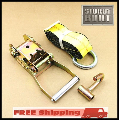 Correas de elevación de rueda con lazo 18 piezas trinquete gancho para dedo remolque amarre camión Foto 1 de 4