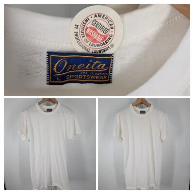Oneita Knitting Co Camiseta Branca Antiga NOS 40s 50s Lote De 2 Rockabilly EUA Em Branco - Imagem 1 de 4