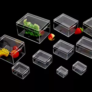 Clear Plastic Storage Box with Hinged Lid Jewelry Display Beads Container Case - Picture 1 of 6